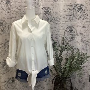 CHICO’S | NWOT White Front Tie Button Up